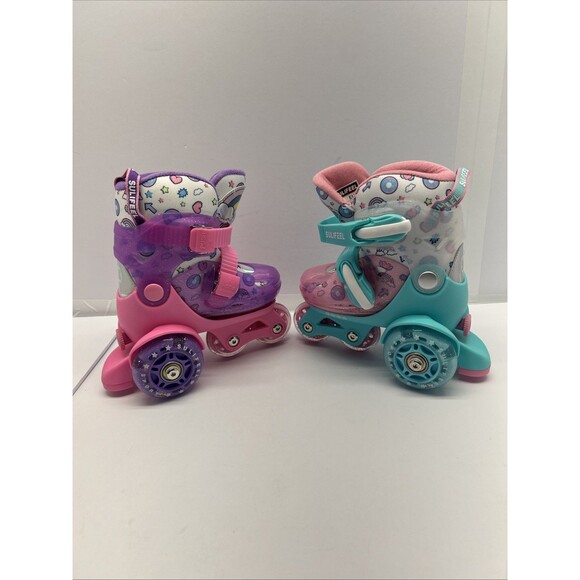 SULIFEEL Rainbow Hearts Adjustable Size XS 9-10 EU 25-28 Girl Roller Skates New - Picture 1 of 14